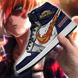 Shoto Todoroki High-Top Leather Sneakers Ice And Fire Quirk -  My Hero Academia - Angle 2