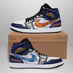 Shoto Todoroki High-Top Leather Sneakers Ice And Fire Quirk -  My Hero Academia - Angle 1