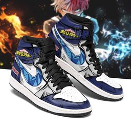 Shoto Todoroki High-Top Leather Sneakers Ice And Fire Quirk -  My Hero Academia - Angle 3