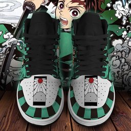 Tanjiro Water and Sun Breathing High-Top Leather Sneakers -  Demon Slayer: Kimetsu no Yaiba - Angle 4