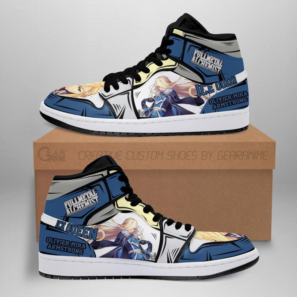 Olivier Armstrong High-Top Leather Sneakers -  Fullmetal Alchemist - Angle 1