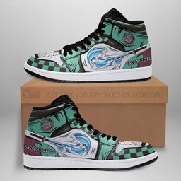 Kamado Tanjiro Water Breathing High-Top Leather Sneakers -  Demon Slayer: Kimetsu no Yaiba - Angle 2
