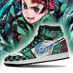 Kamado Tanjiro Water Breathing High-Top Leather Sneakers -  Demon Slayer: Kimetsu no Yaiba - Angle 3