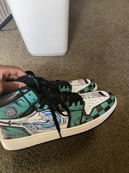 Kamado Tanjiro Water Breathing High-Top Leather Sneakers -  Demon Slayer: Kimetsu no Yaiba - Angle 6