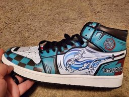 Kamado Tanjiro Water Breathing High-Top Leather Sneakers -  Demon Slayer: Kimetsu no Yaiba - Angle 5
