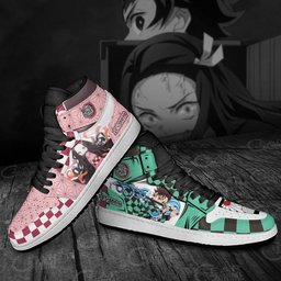 Tanjiro and Nezuko High-Top Leather Sneakers MN12 -  Demon Slayer: Kimetsu no Yaiba - Angle 4
