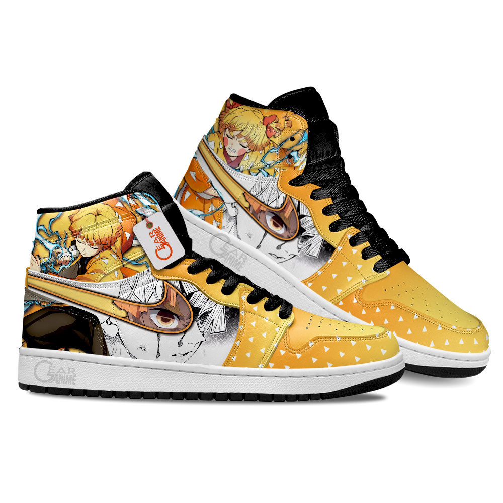 Zenitsu's Thunder First Form High-Top Leather Sneakers -  Demon Slayer: Kimetsu no Yaiba - Angle 1