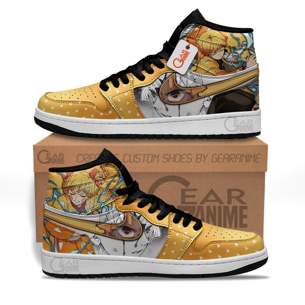 Zenitsu's Thunder First Form High-Top Leather Sneakers -  Demon Slayer: Kimetsu no Yaiba - Angle 2