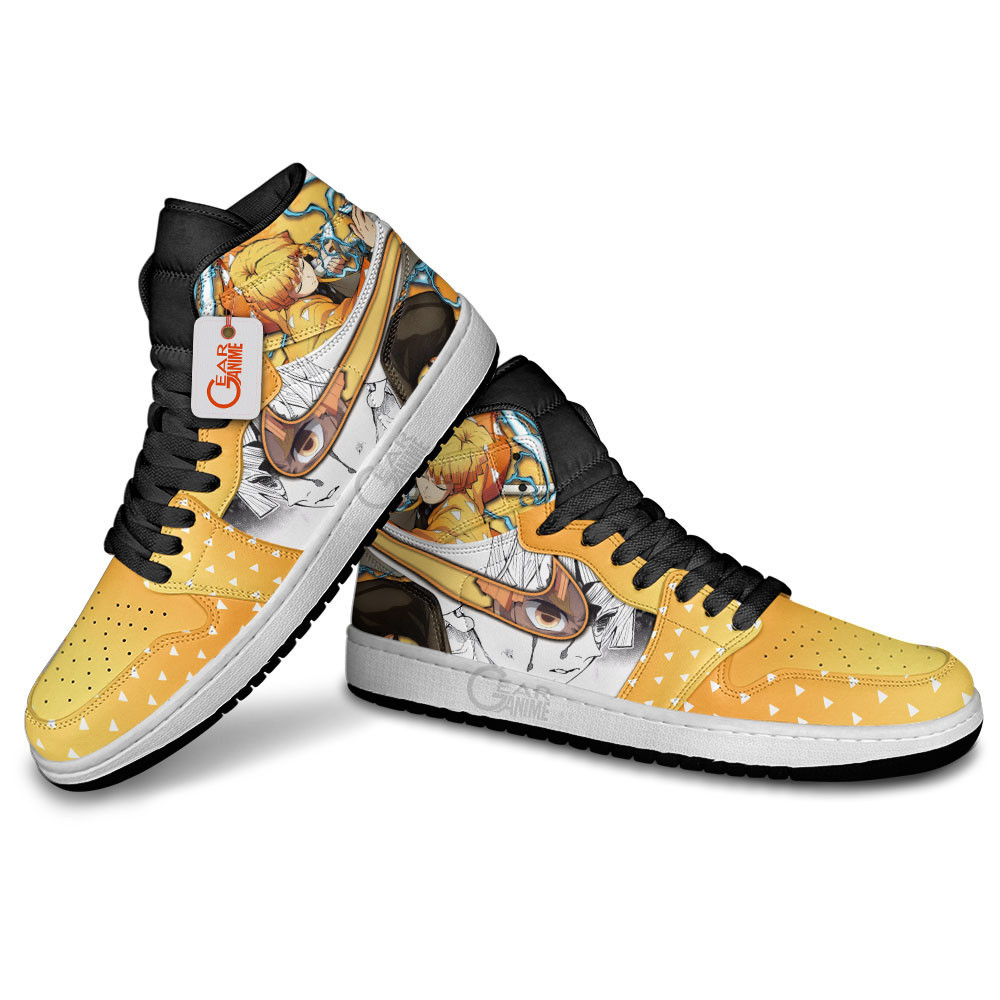 Zenitsu's Thunder First Form High-Top Leather Sneakers -  Demon Slayer: Kimetsu no Yaiba - Angle 4