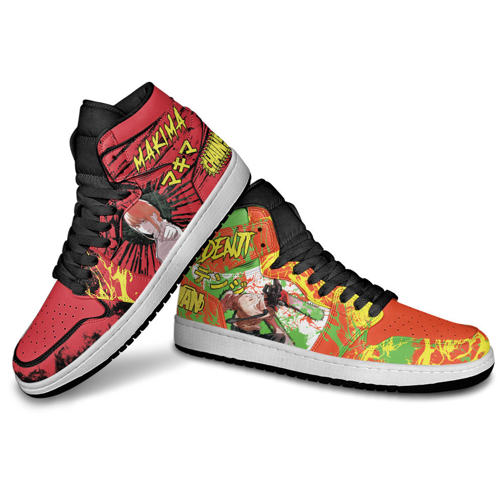 Denji and Makima High-Top Leather Sneakers -  Chainsaw Man - Angle 3