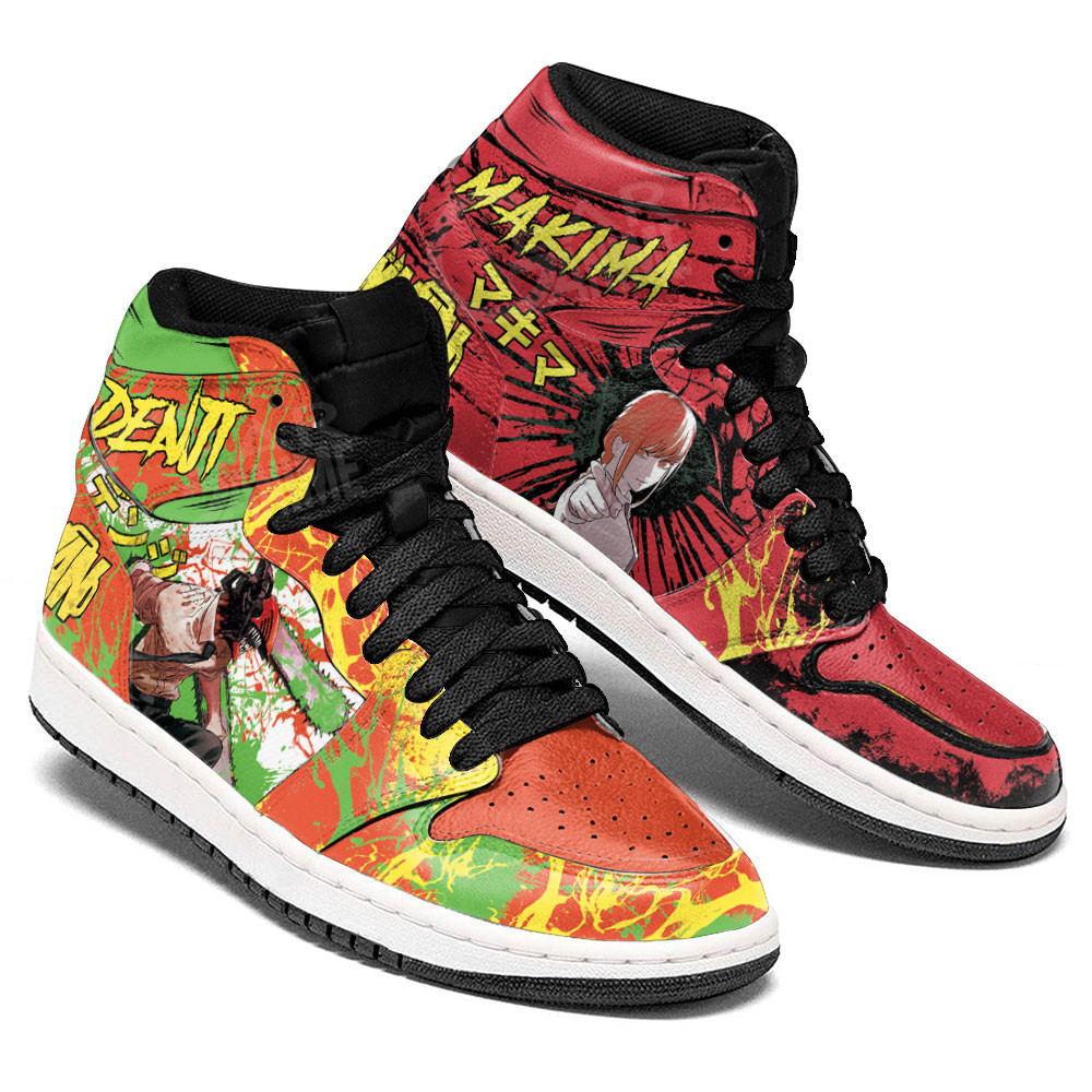 Denji and Makima High-Top Leather Sneakers -  Chainsaw Man - Angle 4