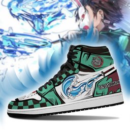 Tanjiro Water Breathing High-Top Leather Sneakers -  Demon Slayer: Kimetsu no Yaiba - Angle 2