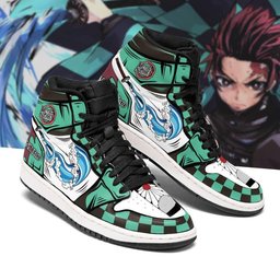 Tanjiro Water Breathing High-Top Leather Sneakers -  Demon Slayer: Kimetsu no Yaiba - Angle 4