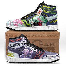 Lucy and Rebecca High-Top Leather Sneakers MN28 -  Cyberpunk Edgerunners - Angle 2
