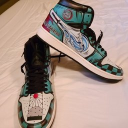 Tanjiro Water Breathing High-Top Leather Sneakers -  Demon Slayer: Kimetsu no Yaiba - Angle 5
