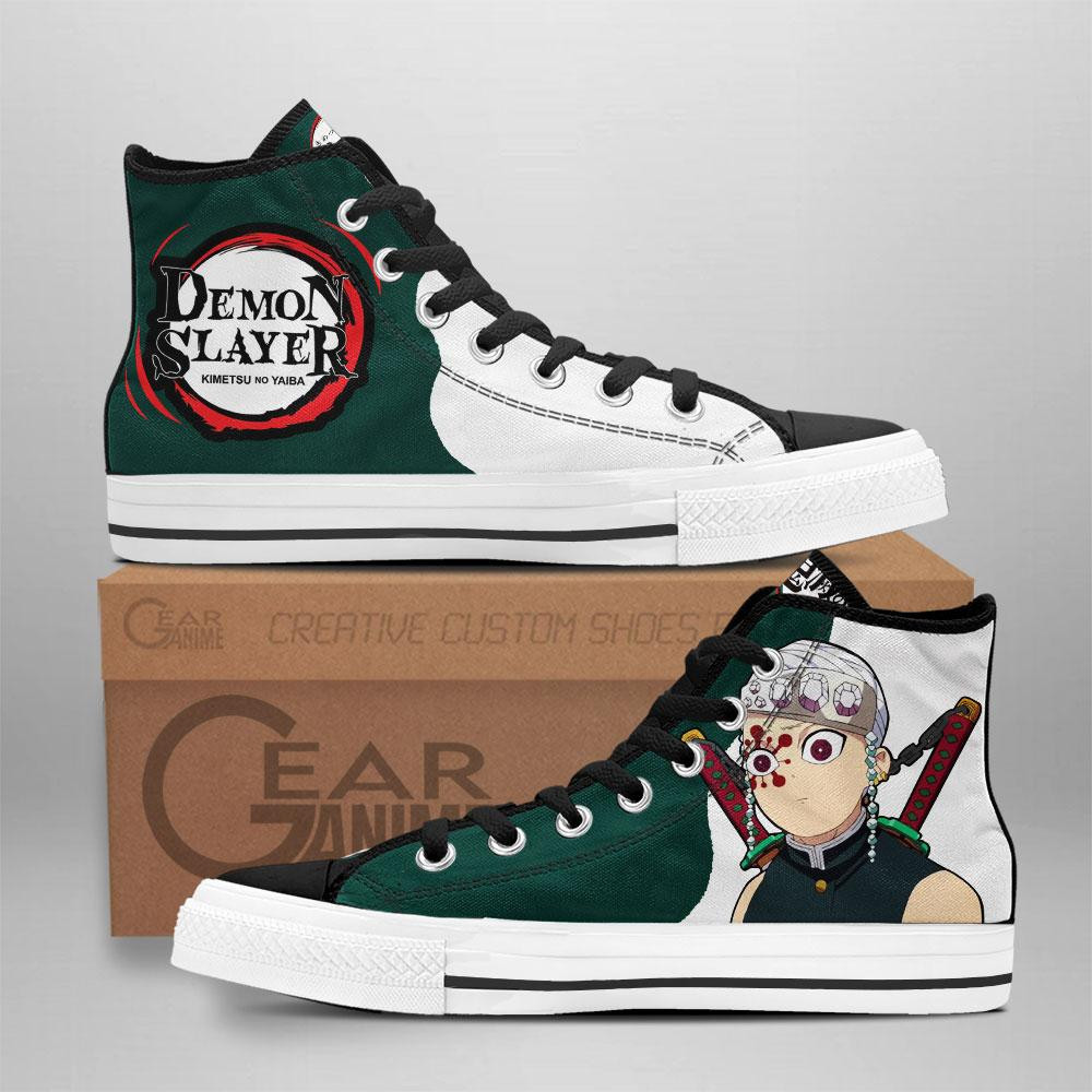 Uzui Tengen Funny Face High-Top Canvas Shoes Funny Shoes NTT151 -  Demon Slayer: Kimetsu no Yaiba - Angle 1