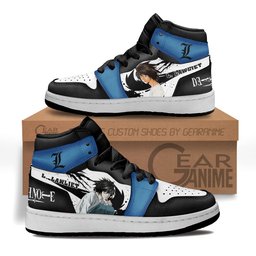 L Lawliet Kids High-Top Leather Sneakers Death Note Shoes MV2802 -  Death Note - Angle 1