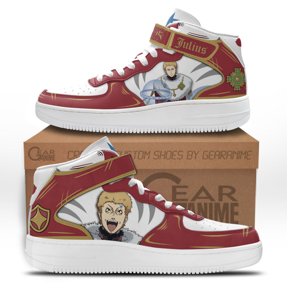 Julius Novachrono Sneakers Air Mid Custom Black Clover Anime Shoes for OtakuGear Anime