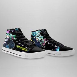Cyberpunk Rebecca High-Top Canvas Shoes NTT061 -  Cyberpunk Edgerunners - Angle 4
