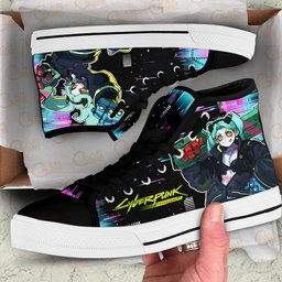 Cyberpunk Rebecca High-Top Canvas Shoes NTT061 -  Cyberpunk Edgerunners - Angle 3