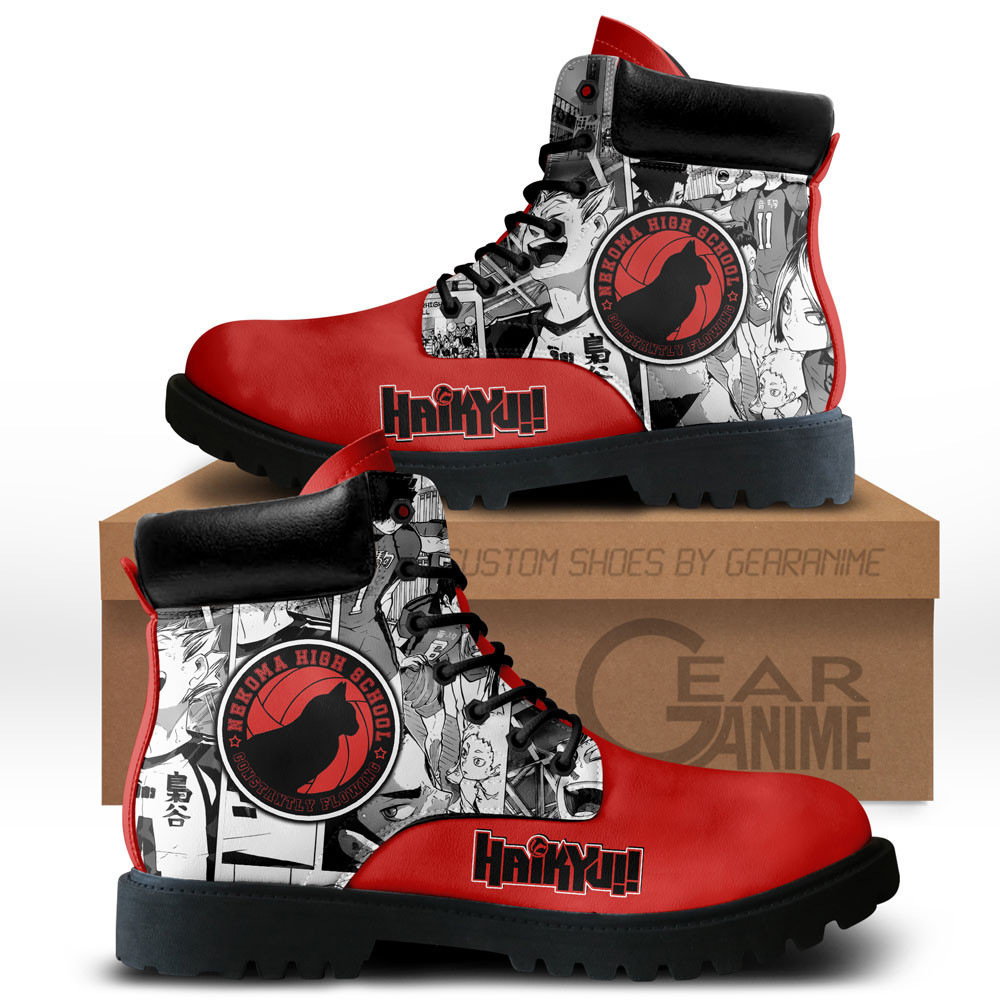 Nekoma Custom Anime Combat Boots NTT111 -  Haikyu!! - Angle 1