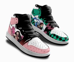 Tanjiro and Nezuko Kamado Brother Kids High-Top Leather Sneakers -  Demon Slayer: Kimetsu no Yaiba - Angle 3