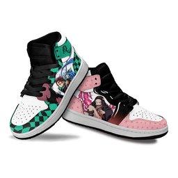Tanjiro and Nezuko Kamado Brother Kids High-Top Leather Sneakers -  Demon Slayer: Kimetsu no Yaiba - Angle 4