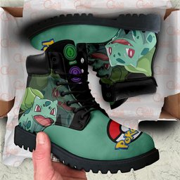 Bulbasaur Custom Anime Combat Boots -  Pokemon - Angle 2