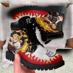 Kyojuro Rengoku Custom Anime Combat Boots MV0512 -  Demon Slayer: Kimetsu no Yaiba - Angle 2