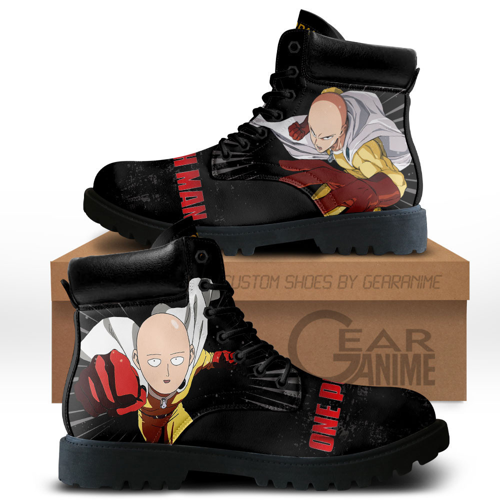 OPM Saitama Custom Anime Combat Boots MV0711 -  One Punch Man - Angle 1