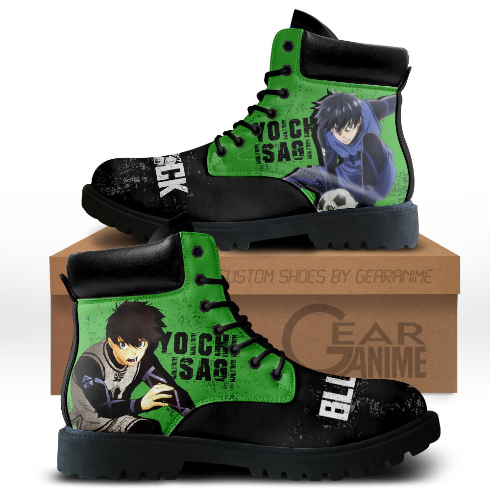 Yoichi Isagi Custom Anime Combat Boots Meta Vision Mode -  Blue Lock - Angle 1