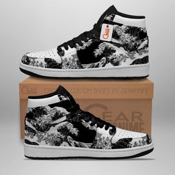 Japanese Kanagawa Wave Black And White J1-Sneakers Custom Shoes PT1306 Gear Anime