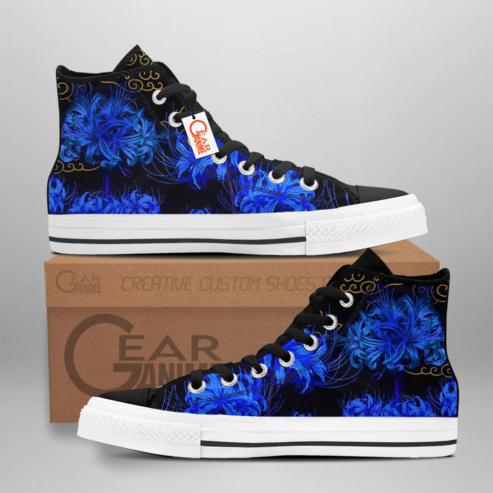 Japanese Blue Spider Lily High Top Shoes Custom Sneakers HA2706 Gear Anime