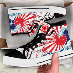 Japanese Kanagawa Wave Red Sun Sakura High Top Shoes Custom Sneakers HA1406 Gear Anime