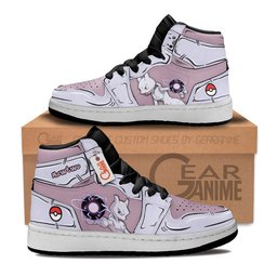 Mewtwo Kids High-Top Leather Sneakers Personalized -  Pokemon - Angle 1
