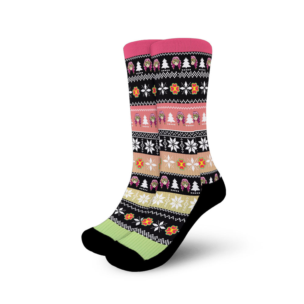 Mitsuri Kanroji Christmas Ugly Socks -  Demon Slayer: Kimetsu no Yaiba - Angle 1