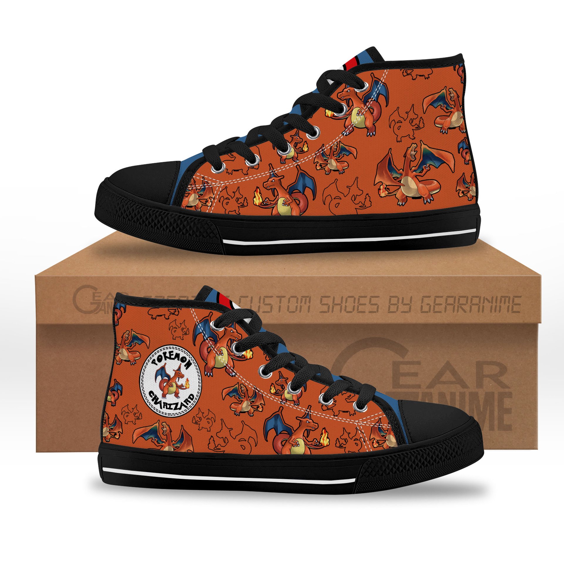 Charizard Kids Sneakers Anime High-Top Canvas Shoes -  Pokemon - Angle 1