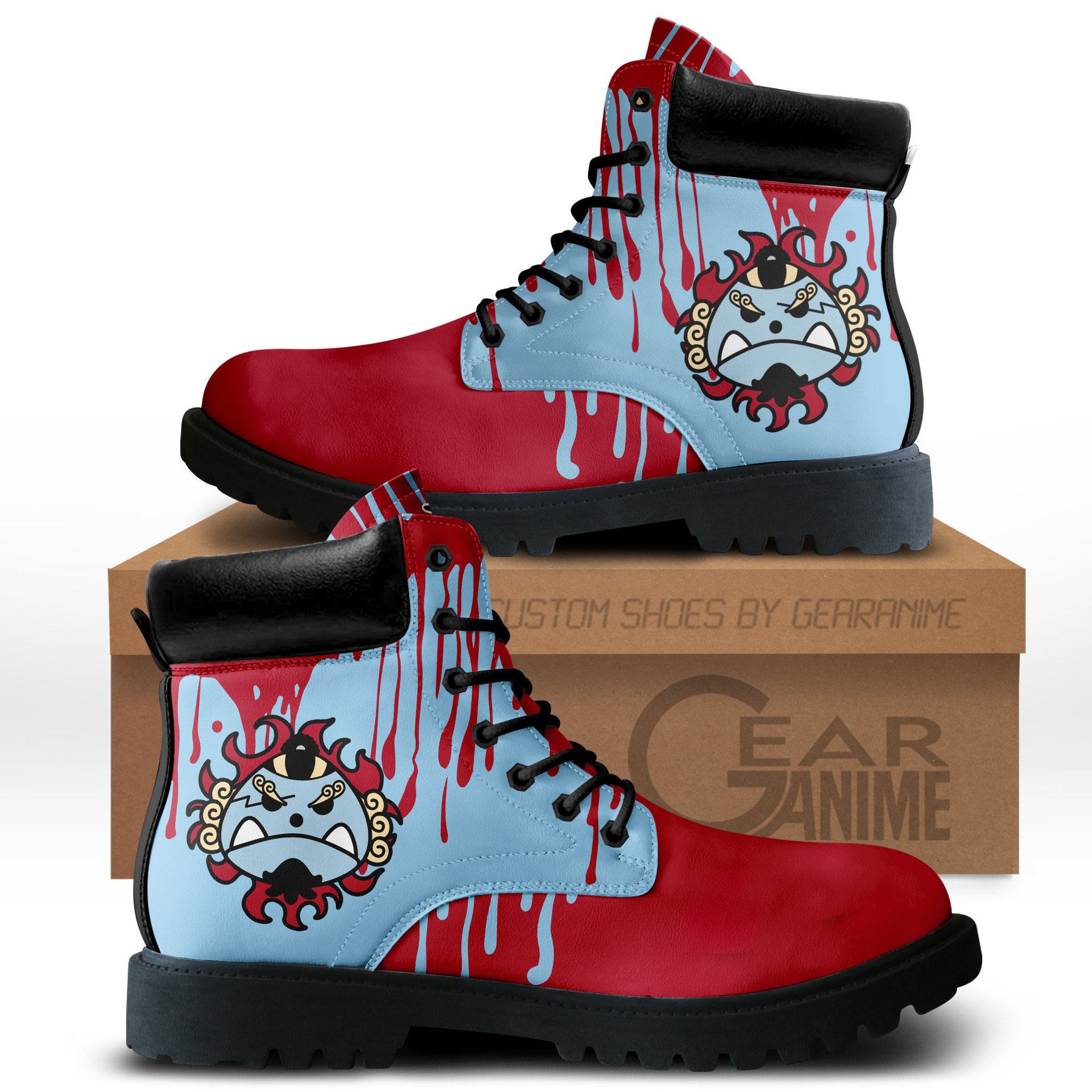Jinbe Custom Anime Combat Boots Symbol Style -  One Piece - Angle 1