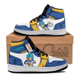 Vegeta Blue Kids High-Top Leather Sneakers Personalized -  Dragon Ball Z - Angle 1