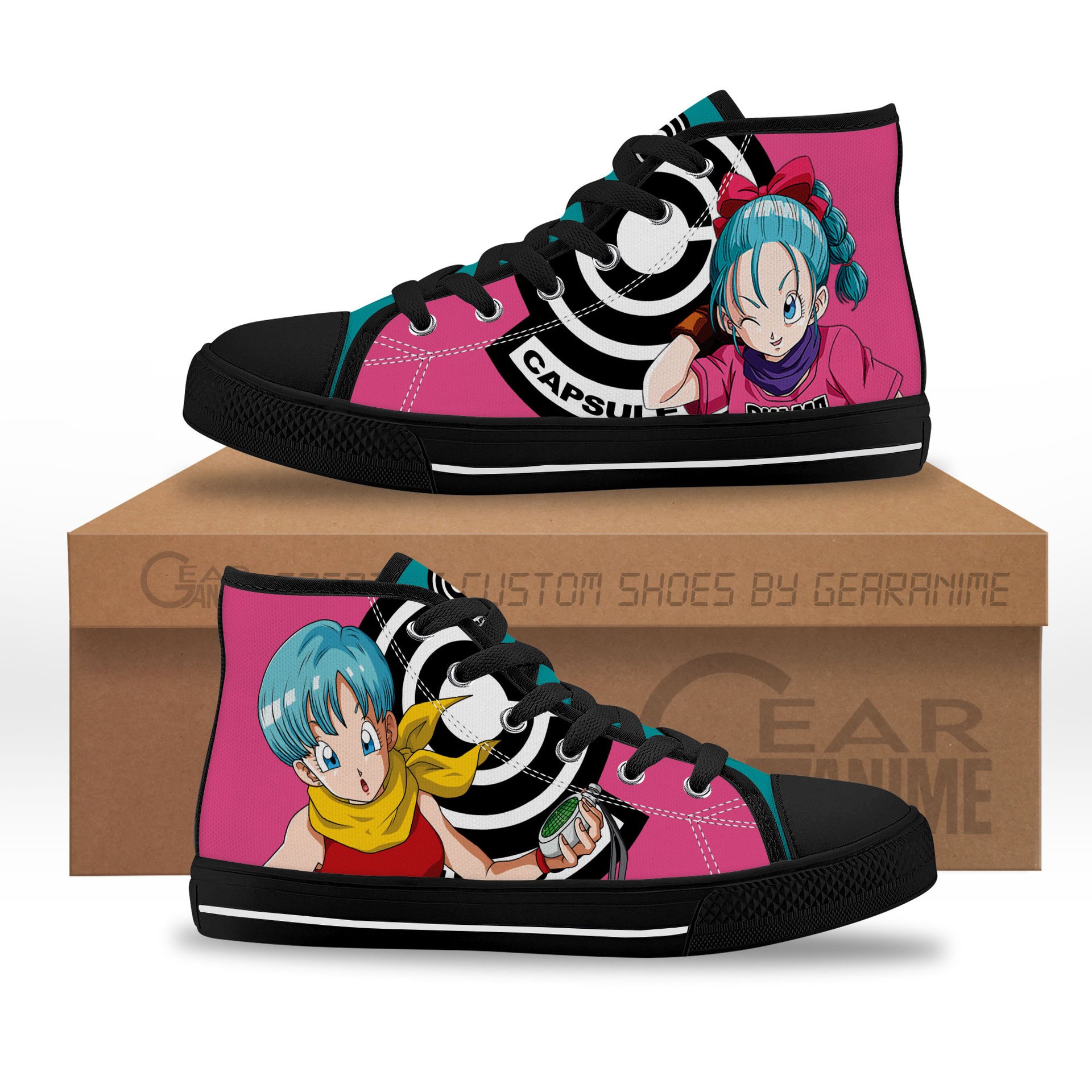 Bulma Kids Sneakers Anime High-Top Canvas Shoes -  Dragon Ball Z - Angle 1
