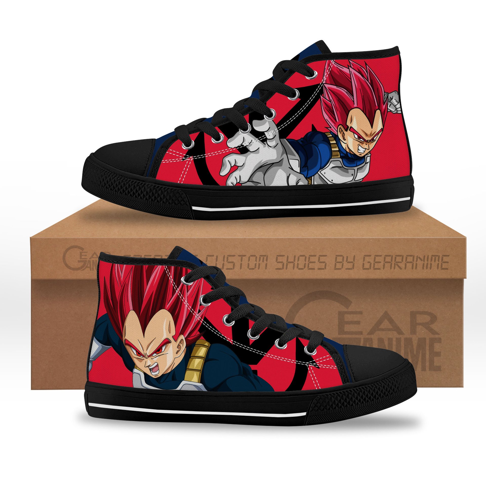Vegeta Super Saiyan God Kids Sneakers Anime High-Top Canvas Shoes -  Dragon Ball Z - Angle 1