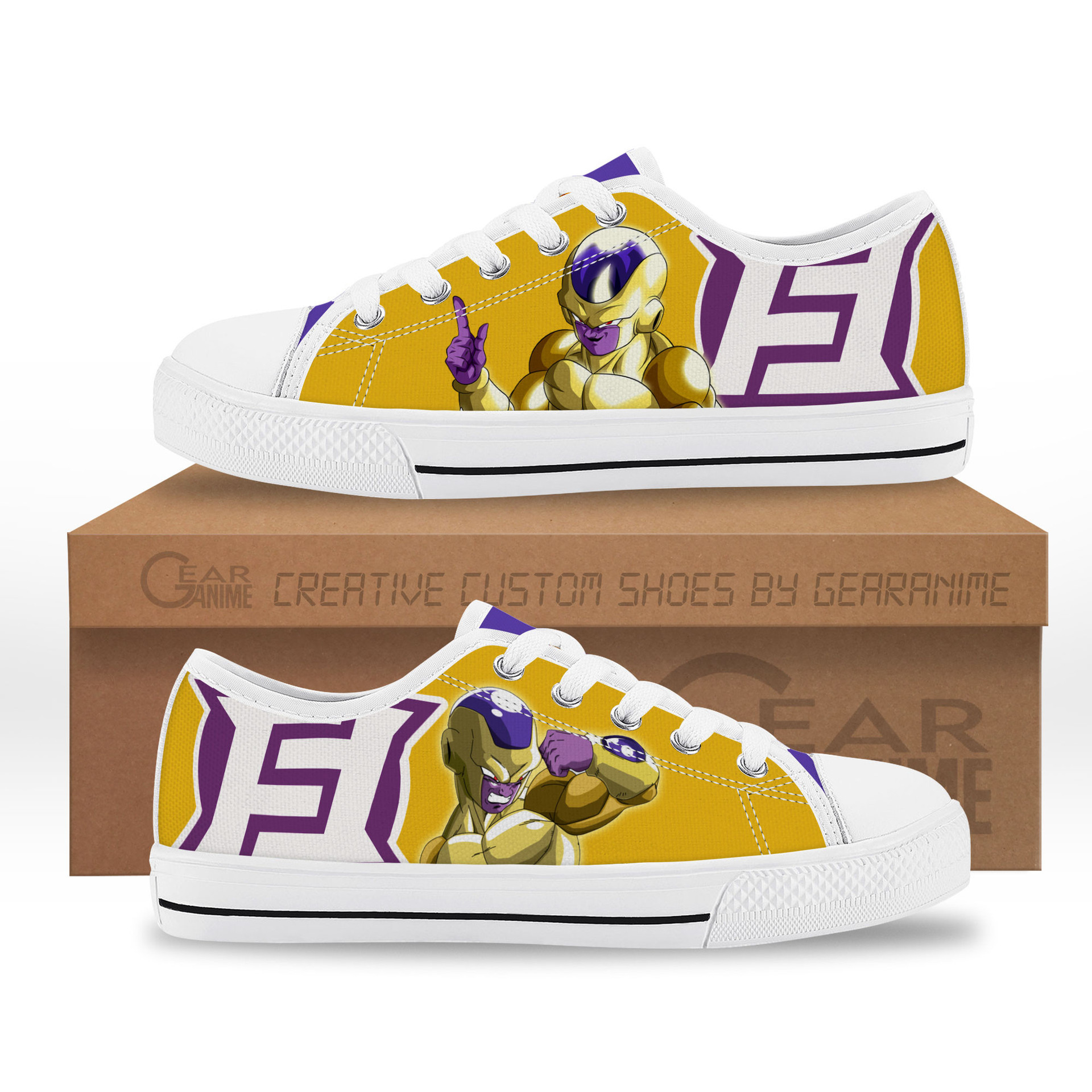 Golden Frieza Kids Sneakers Custom Low Top Shoes-Gear Anime