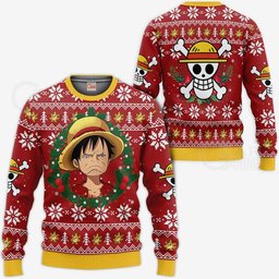 Luffy Ugly Christmas Sweater Funny Face Xmas Gift VA10 -  One Piece - Angle 1