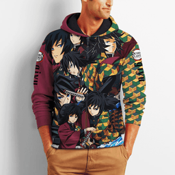 Tomioka Giyu Zip Hoodie Shirt Costume Fan VA06 -  Demon Slayer: Kimetsu no Yaiba - Angle 2