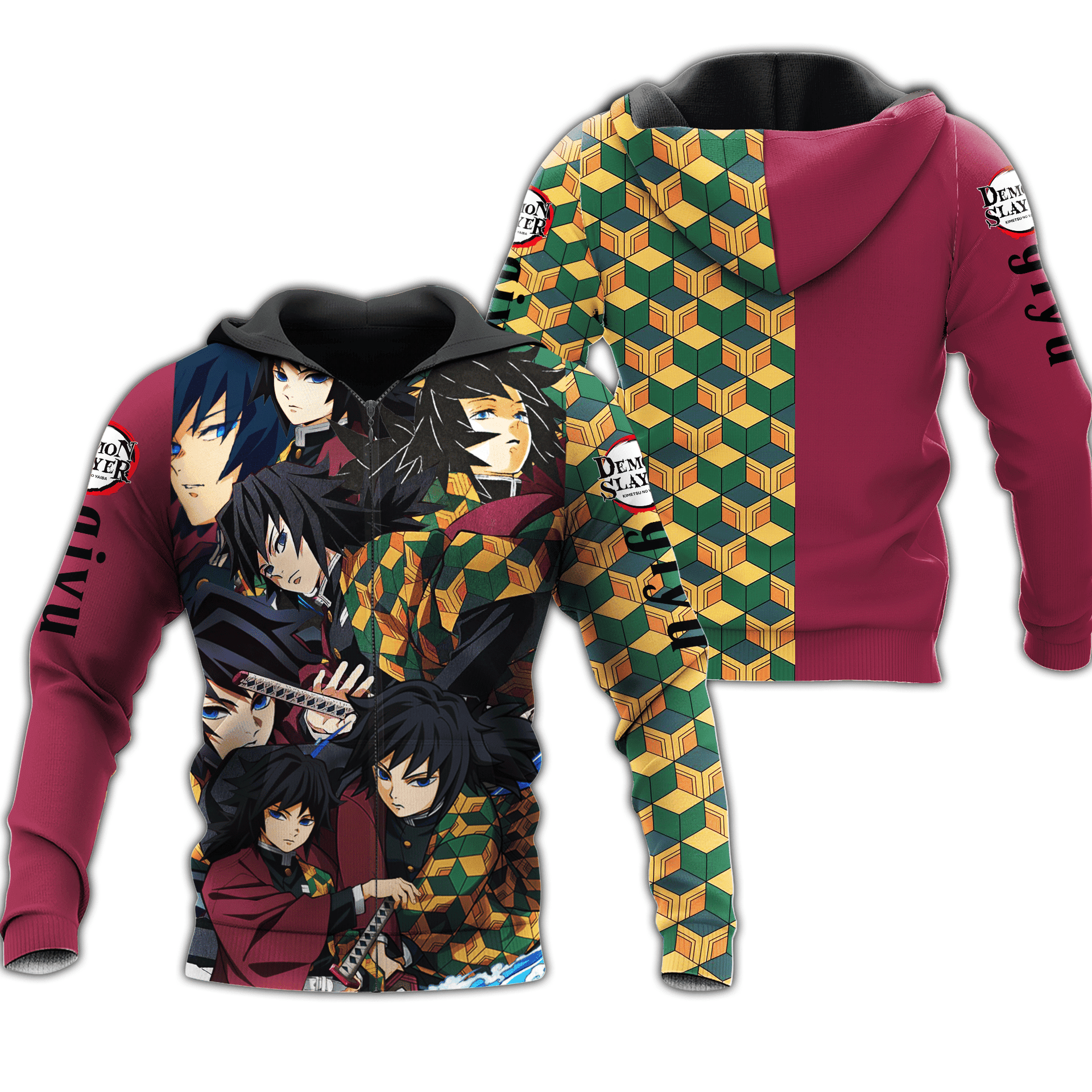 Tomioka Giyu Zip Hoodie Shirt Costume Fan VA06 -  Demon Slayer: Kimetsu no Yaiba - Angle 1