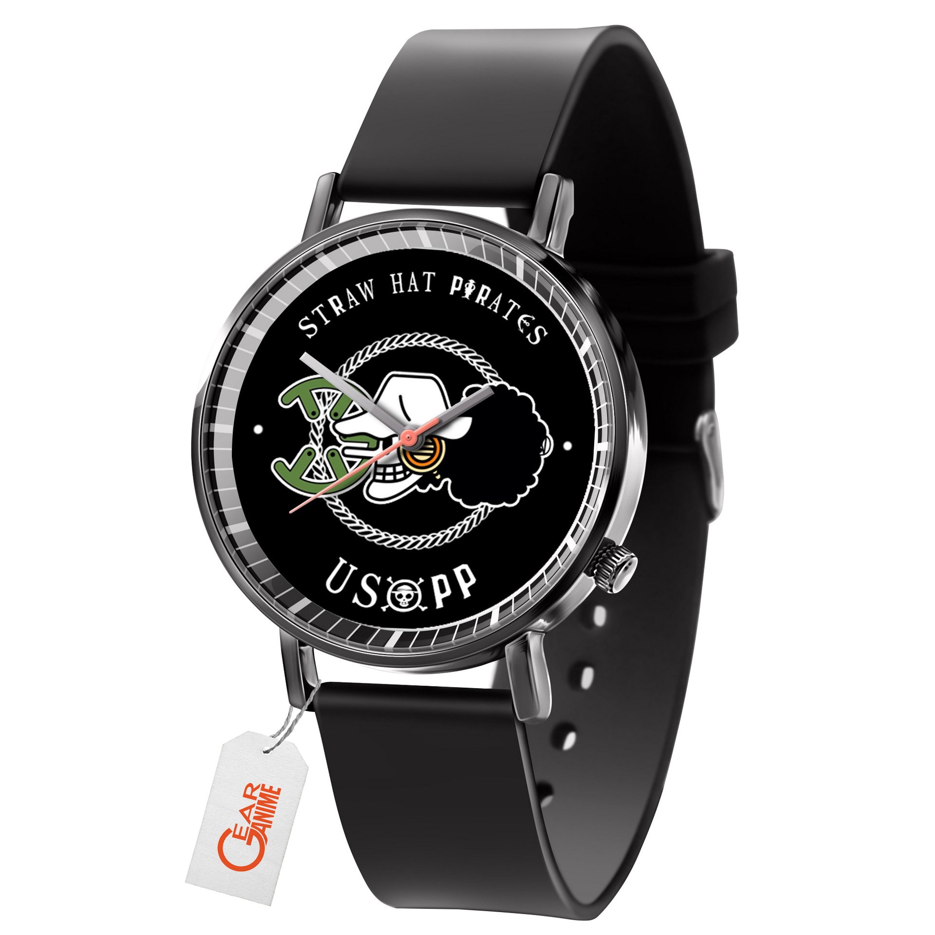 Usopp Symbol Leather Band Wrist Watch Personalized -  One Piece - Angle 1
