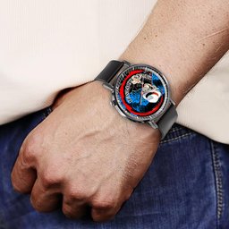 Muzan Kibutsuji Leather Band Wrist Watch Personalized -  Demon Slayer: Kimetsu no Yaiba - Angle 3