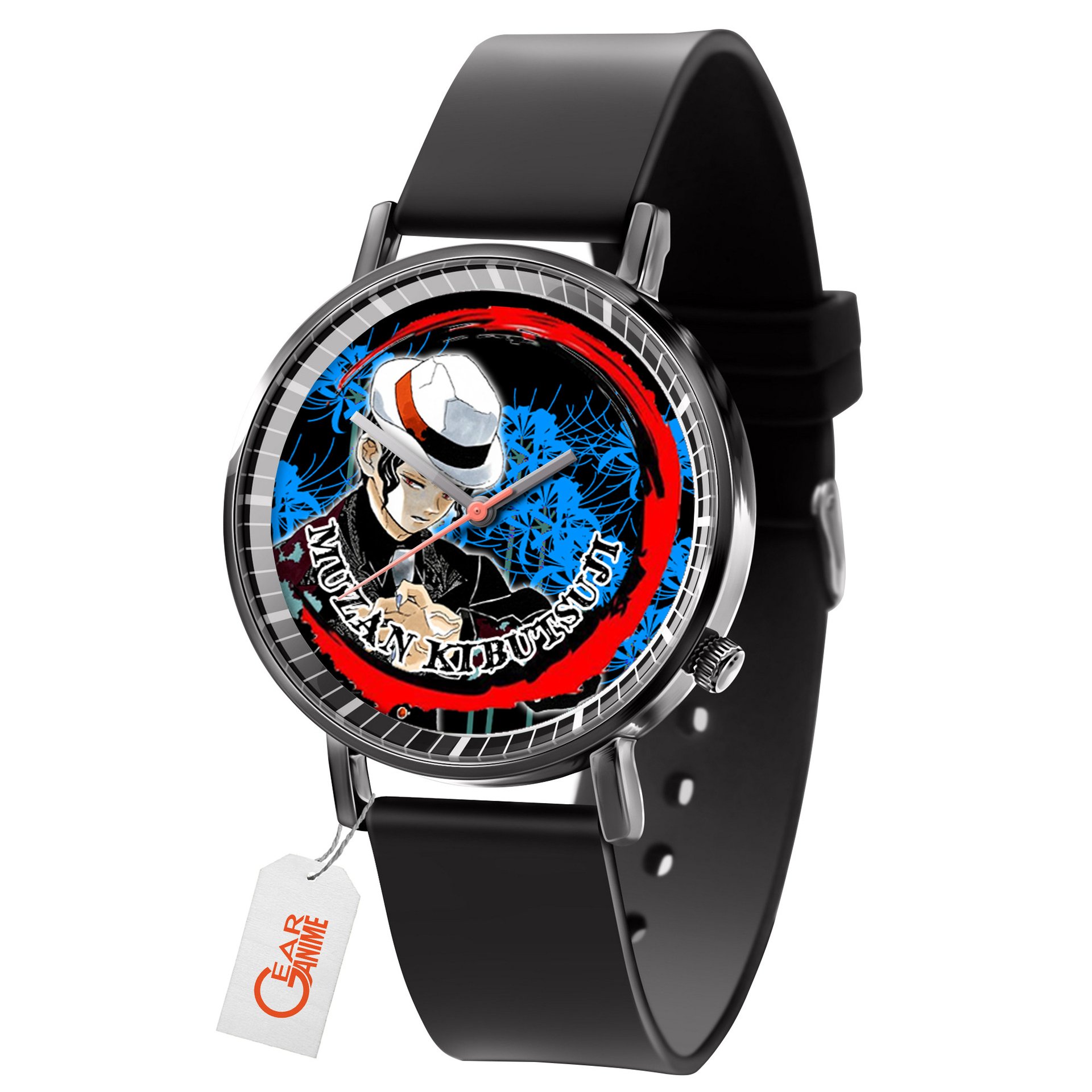 Muzan Kibutsuji Leather Band Wrist Watch Personalized -  Demon Slayer: Kimetsu no Yaiba - Angle 1