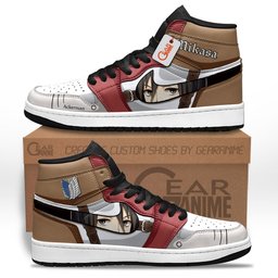 Mikasa Ackerman High-Top Leather Sneakers Custom Name -  attack on titan - Angle 1