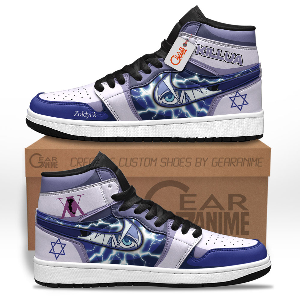 Killua High-Top Leather Sneakers Custom Name -  Hunter x Hunter - Angle 1